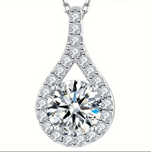 Times Gem Jewelry - GRA Certified 1Ct Moissanite Necklace.925 Sterling Silver 18K Gold Plated.